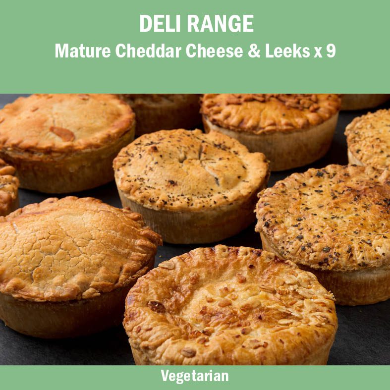DELI Mature Cheddar Cheese & Leeks x 9 <p>220g (average weight)<p>Deli Pies