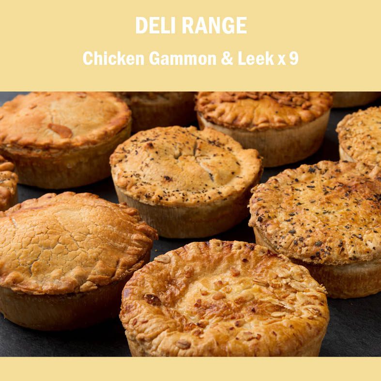 DELI Chicken, Gammon & Leek x 9 <p>220g (average weight) <p>Deli Pies