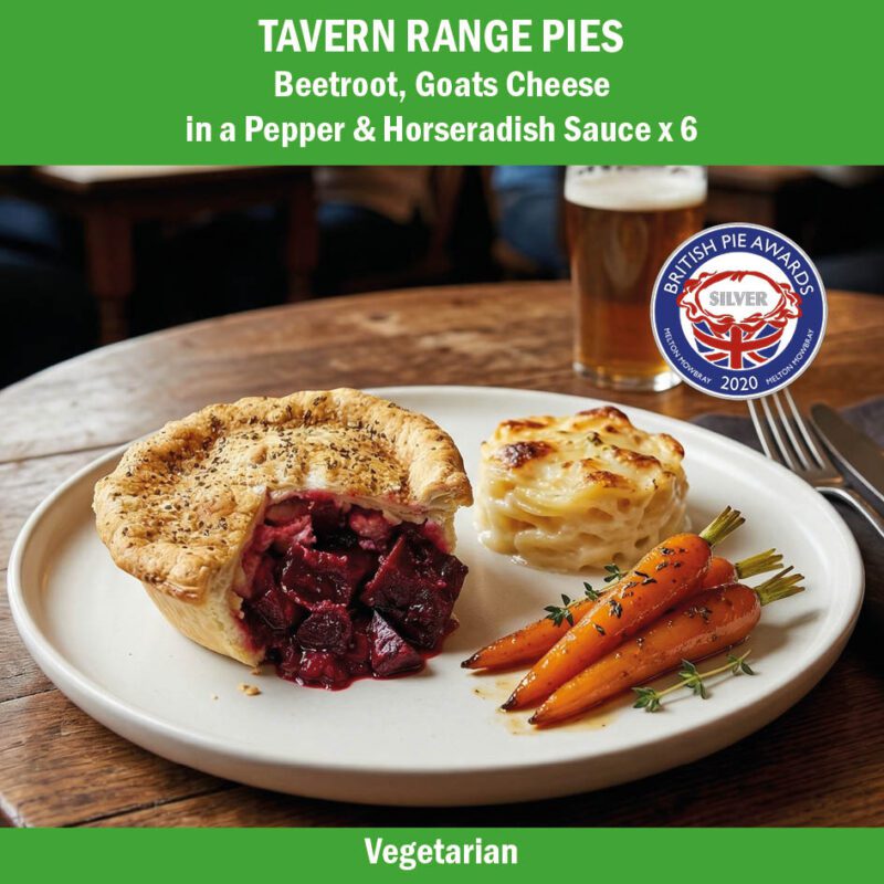 Beetroot, Goats Cheese in a Pepper & Horseradish Sauce <p>300g x 6 (average weight)<p>Tavern Pies