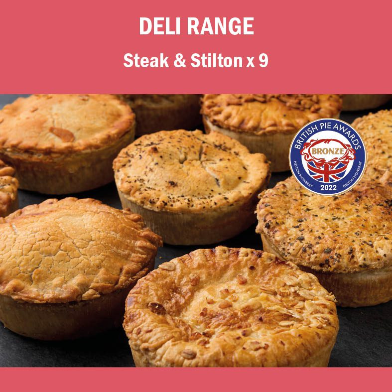 DELI Steak & Stilton x 9 <p>220g (average weight)<p>Deli  Pies