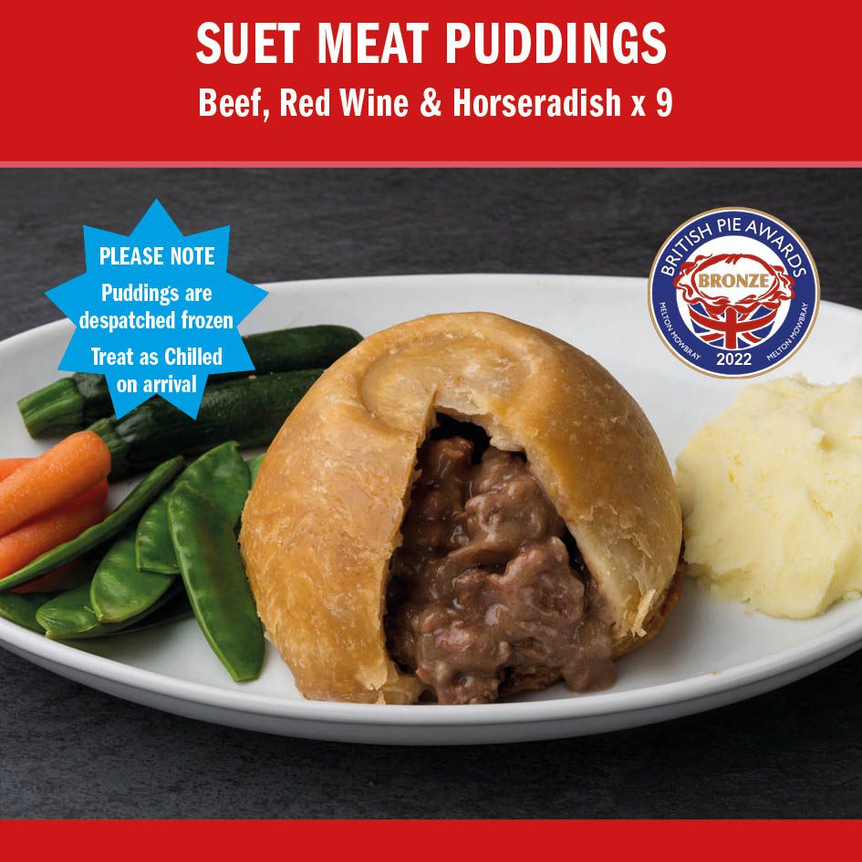 Steamed Suet Meat puddings Red Wine with Horseradish