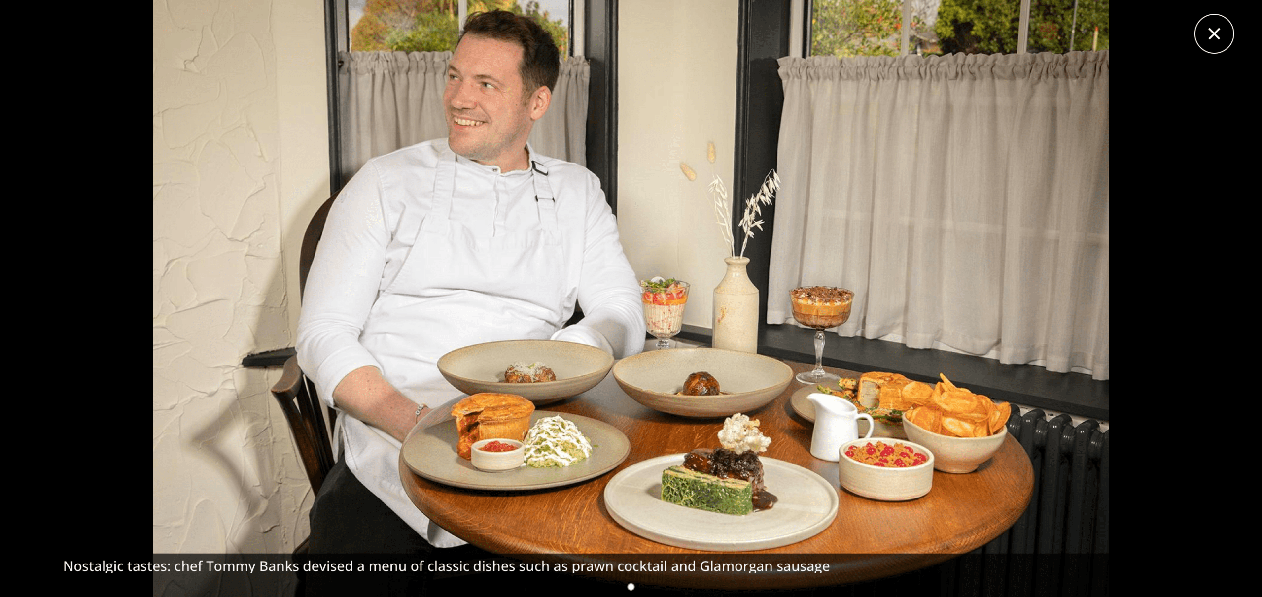 Nostalgic Tastes: Chef Tommy Banks devised a menu of classic dishes, such as prawn cocktail and glamorgan sausage